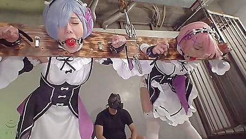 Two Japanese Girl Cosplay Bondage