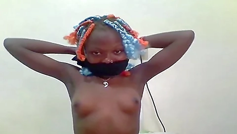 Dumb African Slut Ties Herself Up